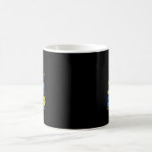 優しい虹のダウン症啓発教師ブルー コーヒーマグカップ (中央)