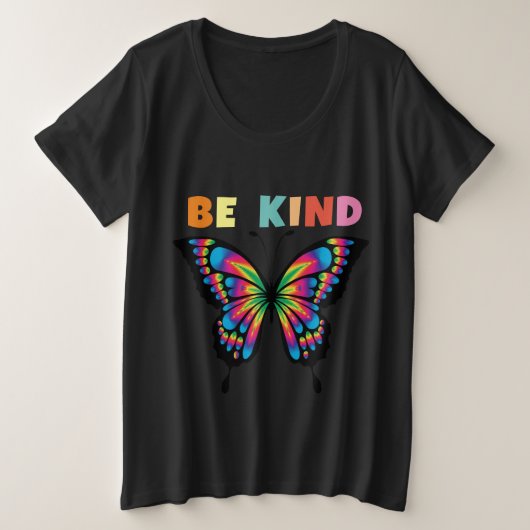 優しい蝶のTシャツとサイズ プラスサイズTシャツ (デザイン正面)