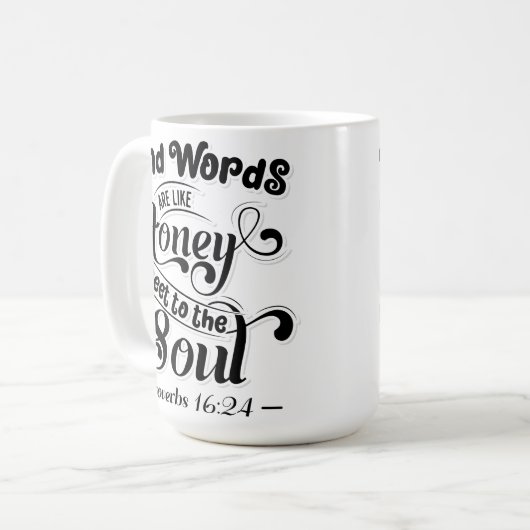 優しい言葉は蜂蜜のようなもの コーヒーマグカップ (正面左)