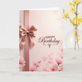 優しい誕生日のリボンカード カード (黄色い花)