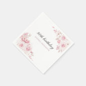 優しい赤面エレガントの花80th誕生日パーティー スタンダードカクテルナプキン (角)