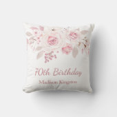 優しい赤面ピンクフローラ70th誕生日パーティーギフト クッション (正面)