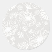 優しい開花（白） | グレー) ラウンドシール (正面)