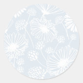 優しい開花（白） | ブルー) ラウンドシール (正面)
