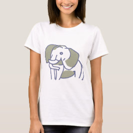 優しい青色の象デザイン Tシャツ