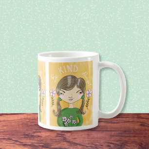 優しい – 女お洒落の子と花マグカップ コーヒーマグカップ