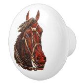 優しい&甘い茶色の馬のヴィンテージアート セラミックノブ (右)