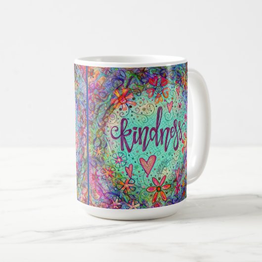 優しかわいらしいフローラブルー感動的マグ コーヒーマグカップ (正面右)