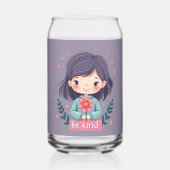 優しくかわいい花の女の子前向き ガラス缶 (裏面)