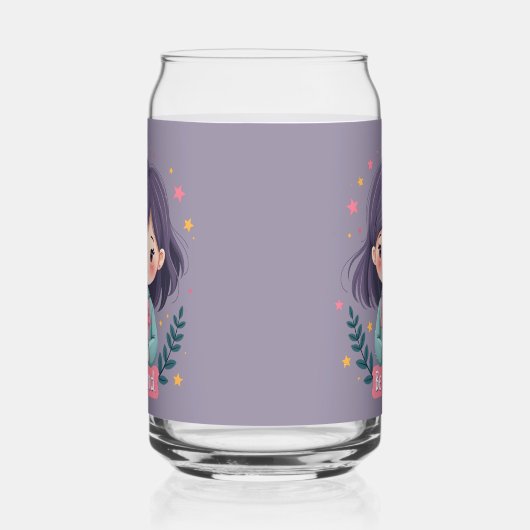 優しくかわいい花の女の子前向き ガラス缶 (右)