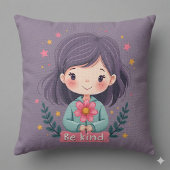 優しくかわいい花の女の子前向き クッション