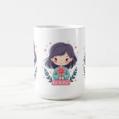 優しくかわいい花の女の子前向き コーヒーマグカップ (中央)