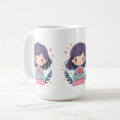 優しくかわいい花の女の子前向き コーヒーマグカップ (正面左)