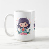 優しくかわいい花の女の子前向き コーヒーマグカップ (左)
