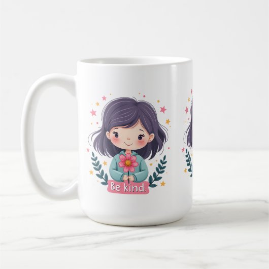 優しくかわいい花の女の子前向き コーヒーマグカップ (左)