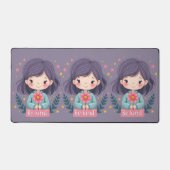 優しくかわいい花の女の子前向き デスクマット (正面)