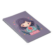 優しくかわいい花の女の子前向き ノートブック (右側)