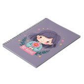 優しくかわいい花の女の子前向き ノートブック (左側)