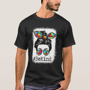 優しくして 自閉症 Awareness ルーズなポニーテール ブリーチ 自閉症 Tシャツ