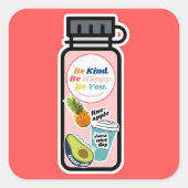 優しくしなさい。幸せになれ。お前だ。ウォーターボトルシール スクエアシール (正面)