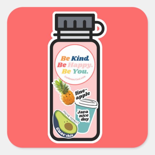 優しくしなさい。幸せになれ。お前だ。ウォーターボトルシール スクエアシール (正面)