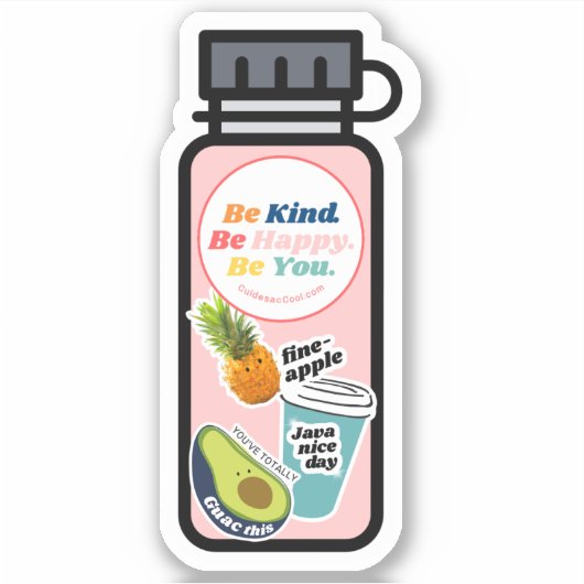 優しくしなさい。幸せになれ。お前だ。ボトルビニールシール シール (正面)