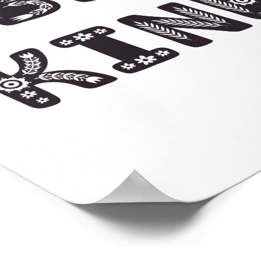 優しくしなさい。白黒の優しさベビー子供部屋 ポスター (角)