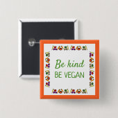 優しくしなさい、beビーガン。野菜のスケッチで 缶バッジ (正面&裏面)