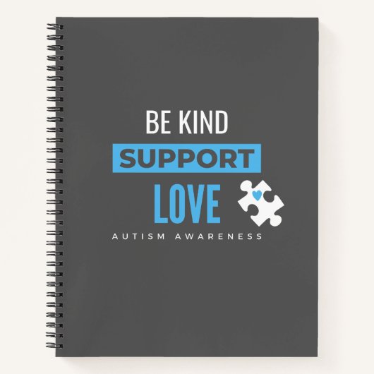 優しくしなさい。 support.love. autism notebook & Journal ノートブック (正面)