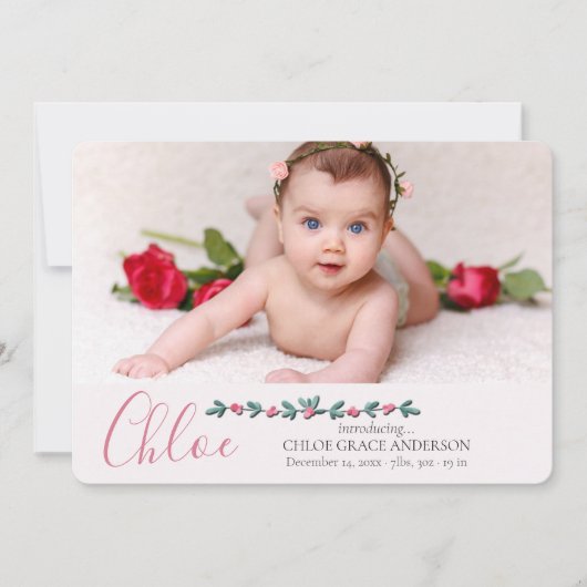 優しく優しい写真誕生の発表 案内状 (正面)