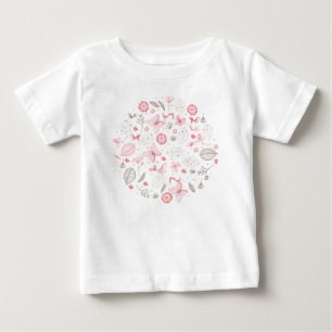 優しく咲くピンクの自然の花束 ベビーTシャツ