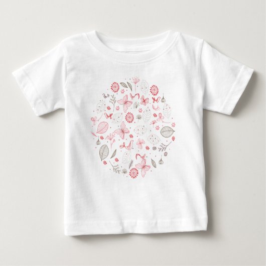 優しく咲くピンクの自然の花束 ベビーTシャツ (正面)