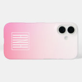 優しく淡くグラデーションするピンクとイニシャル Case-Mate iPhoneケース (裏面 (横))