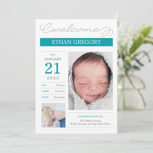 優しく記録された 誕生発表 - Bliue 案内状 (スタンド正面)