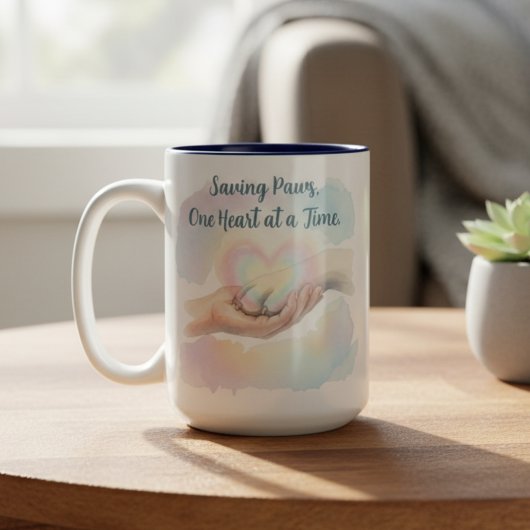 優しさあふれる水彩画 Saving Paws One Heart ツートーンマグカップ