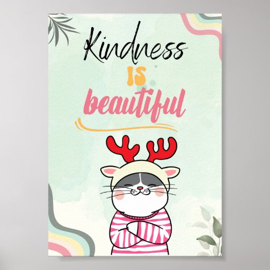 優しさが美しい、猫好き引用文 ポスター (正面)