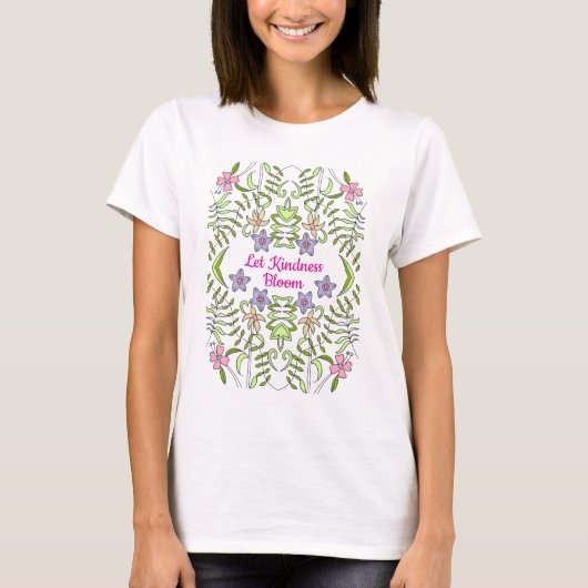 「優しさが花開く」フラワーレディースTシャツ Tシャツ (正面)