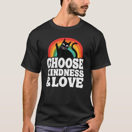 優しさと愛を選ぼう いじめ反対 虹の優しい Tシャツ (正面)