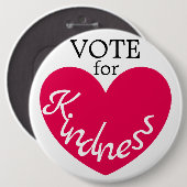 優しさに投票かわいいピンクのハート巨大 缶バッジ (正面&裏面)