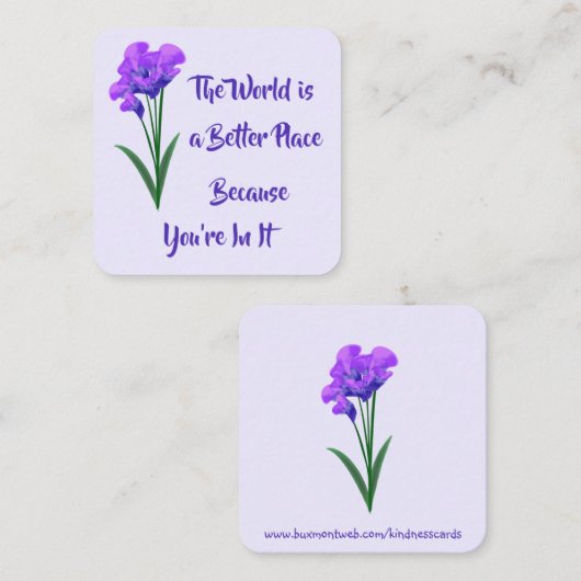 優しさのカード:「World is a Better Place」カード スクエア名刺 (正面/裏面)