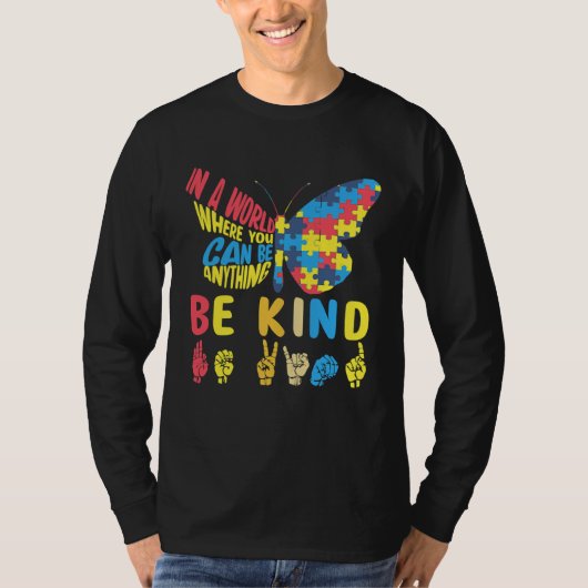 優しさのジグソーパズル 手話 自閉症 A Tシャツ (正面)