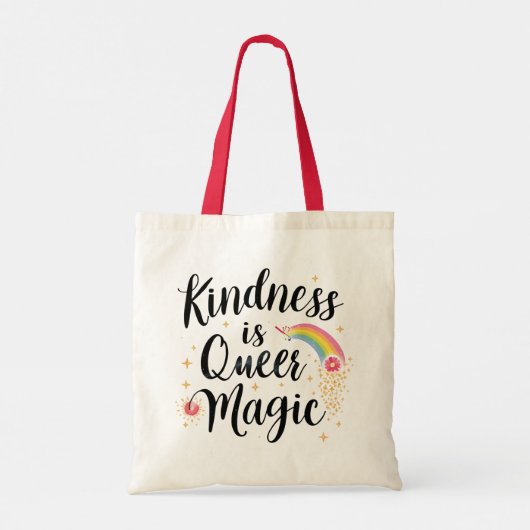 優しさはクィアの魔法 Rainbow Quote LGBTQ+ トートバッグ (裏面)