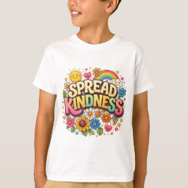 優しさを広げよう – かわいい花と虹のデザイン Tシャツ