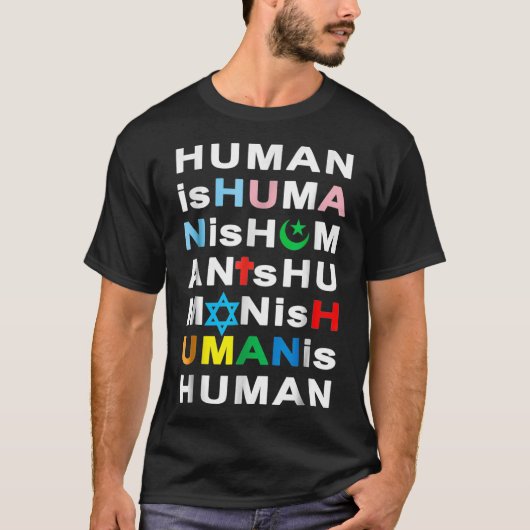 優しさ共存AntiHate LGBTQ TransムスリムJew H Tシャツ (正面)