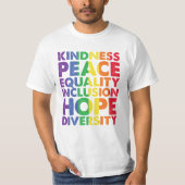 優しさ 平和 平等 愛 包括 希望 LGBT Tシャツ (正面)