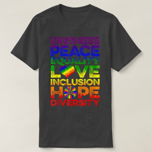 優しさ 平和 equality インクルージョン 愛 LGBT 人間 Tシャツ (デザイン正面)