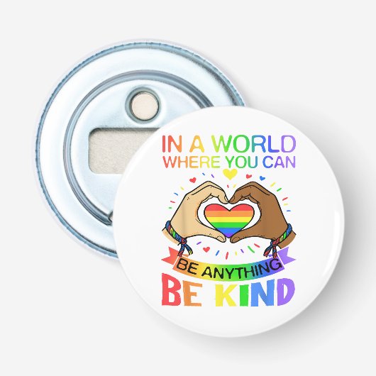 優しさ LGBT プライド レインボー 平等 啓発 Tシャツ 栓抜き (正面)