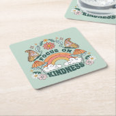 優しさGroovyグラフィックに集中 スクエアペーパーコースター (アングル)