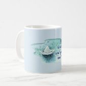 優し話い言葉引用文と紙ボート コーヒーマグカップ (正面左)