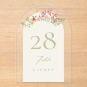 優れたエレガントフローラアクリルアーチテーブル番号 アクリル招待状 (正面)